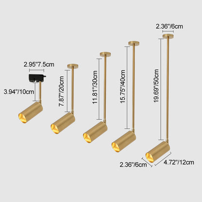 Modern Minimalist Iron Cylinder Shade Long Rod LED Pendant Light Spotlight For Living Room