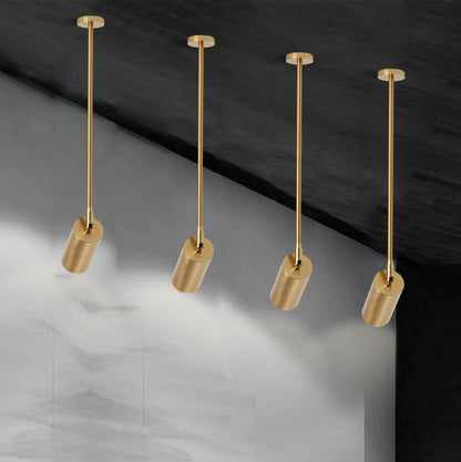 Modern Minimalist Iron Cylinder Shade Long Rod LED Pendant Light Spotlight For Living Room