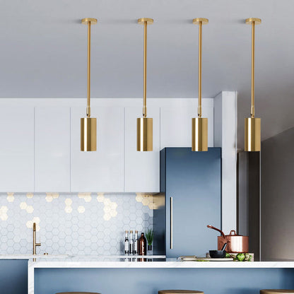 Modern Minimalist Iron Cylinder Shade Long Rod LED Pendant Light Spotlight For Living Room