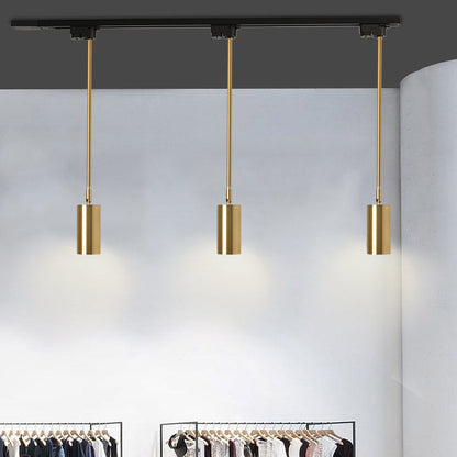 Modern Minimalist Iron Cylinder Shade Long Rod LED Pendant Light Spotlight For Living Room