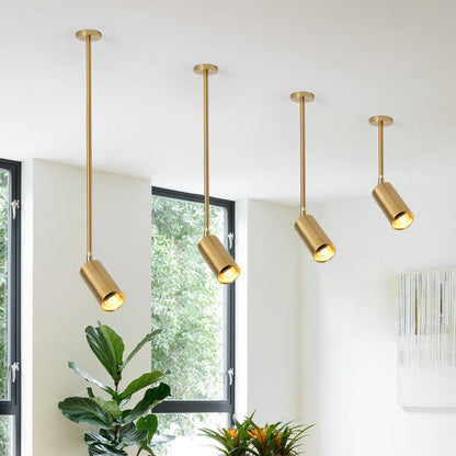 Modern Minimalist Iron Cylinder Shade Long Rod LED Pendant Light Spotlight For Living Room