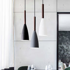 Contemporary Scandinavian Macaron Iron Geometric Cone 1-Light Pendant Light For Living Room