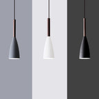 Contemporary Scandinavian Macaron Iron Geometric Cone 1-Light Pendant Light For Living Room