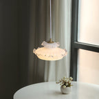 Traditional French Brass Floral Glass Shade 1-light Pendant Light for Living Room