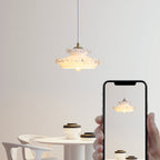 Traditional French Brass Floral Glass Shade 1-light Pendant Light for Living Room