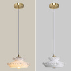 Traditional French Brass Floral Glass Shade 1-light Pendant Light for Living Room