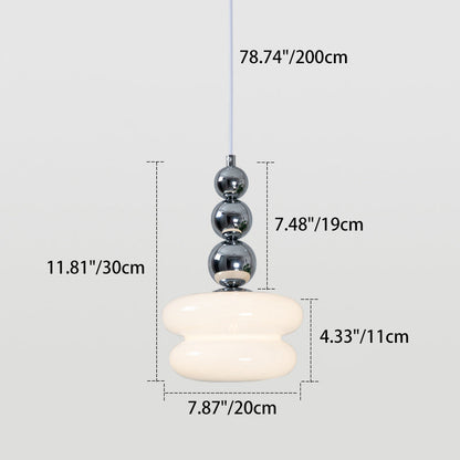 Contemporary Nordic Iron Glass Round Shade 1-Light Pendant Light For Living Room