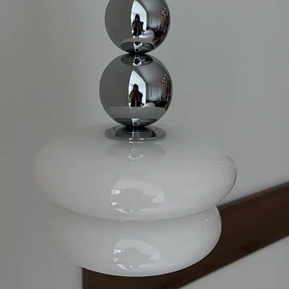 Contemporary Nordic Iron Glass Round Shade 1-Light Pendant Light For Living Room