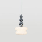 Contemporary Nordic Iron Glass Round Shade 1-Light Pendant Light For Living Room