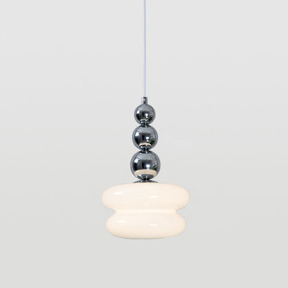 Contemporary Nordic Iron Glass Round Shade 1-Light Pendant Light For Living Room