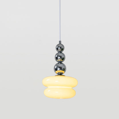 Contemporary Nordic Iron Glass Round Shade 1-Light Pendant Light For Living Room