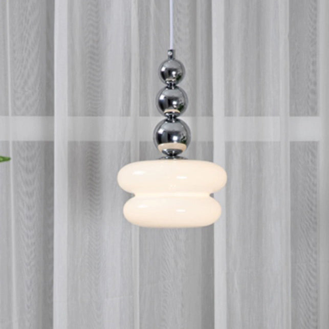 Contemporary Nordic Iron Glass Round Shade 1-Light Pendant Light For Living Room