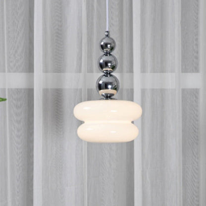 Contemporary Nordic Iron Glass Round Shade 1-Light Pendant Light For Living Room
