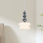 Contemporary Nordic Iron Glass Round Shade 1-Light Pendant Light For Living Room