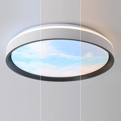 Contemporary Nordic Iron Blue Sky & Cloud Pattern Acrylic Round Shade LED Flush Mount Ceiling Light For Living Room