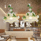 Modern Art Deco Iron Rattan Weaving Floral Shade Leaves Decoration 1-Light Pendant Light For Living Room