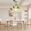 Modern Art Deco Iron Rattan Weaving Floral Shade Leaves Decoration 1-Light Pendant Light For Living Room