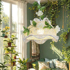Modern Art Deco Iron Rattan Weaving Floral Shade Leaves Decoration 1-Light Pendant Light For Living Room