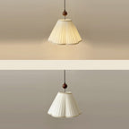 Traditional French Solid Wood Pleated Fabric Corrugated Shade 1-Light Pendant Light For Living Room