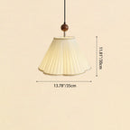 Traditional French Solid Wood Pleated Fabric Corrugated Shade 1-Light Pendant Light For Living Room