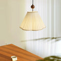 Traditional French Solid Wood Pleated Fabric Corrugated Shade 1-Light Pendant Light For Living Room