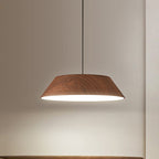 Traditional Japanese Iron Faux Woodgrain Round Shade LED Pendant Light For Living Room