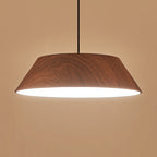 Traditional Japanese Iron Faux Woodgrain Round Shade LED Pendant Light For Living Room