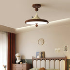 Modern Mid-century Iron Faux Woodgrain Acrylic LED Semi-flush Mount Ceiling Light for Bedroom