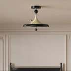 Modern Mid-century Iron Faux Woodgrain Acrylic LED Semi-flush Mount Ceiling Light for Bedroom