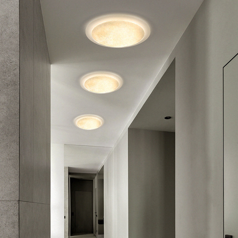 Modern Minimalist Resin Acrylic Moon Shade LED Flush Mount Ceiling Light For Bedroom