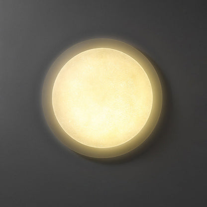 Modern Minimalist Resin Acrylic Moon Shade LED Flush Mount Ceiling Light For Bedroom