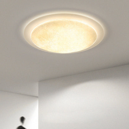 Modern Minimalist Resin Acrylic Moon Shade LED Flush Mount Ceiling Light For Bedroom
