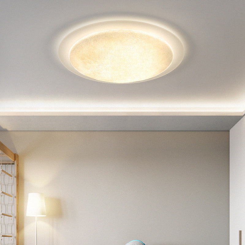Modern Minimalist Resin Acrylic Moon Shade LED Flush Mount Ceiling Light For Bedroom