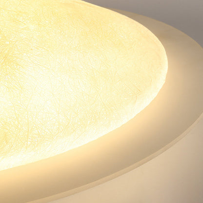 Modern Minimalist Resin Acrylic Moon Shade LED Flush Mount Ceiling Light For Bedroom