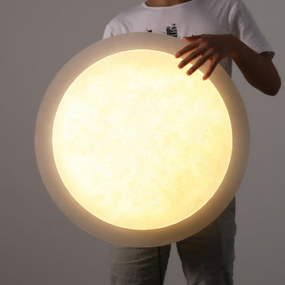 Modern Minimalist Resin Acrylic Moon Shade LED Flush Mount Ceiling Light For Bedroom
