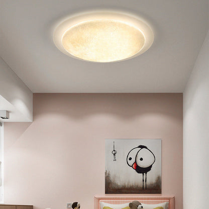 Modern Minimalist Resin Acrylic Moon Shade LED Flush Mount Ceiling Light For Bedroom