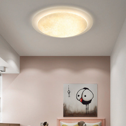 Modern Minimalist Resin Acrylic Moon Shade LED Flush Mount Ceiling Light For Bedroom