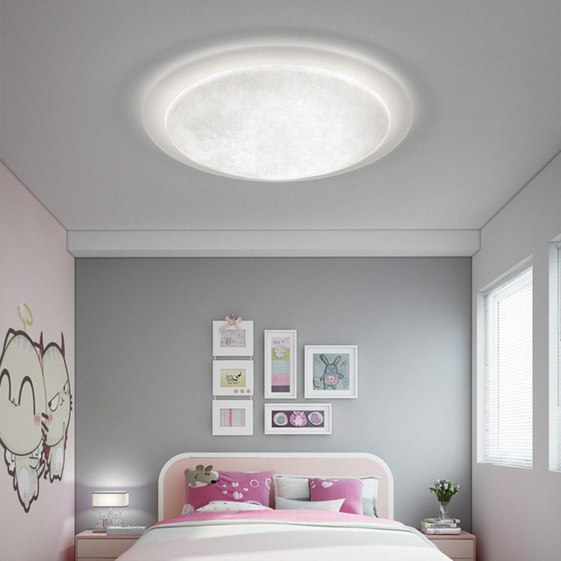 Modern Minimalist Resin Acrylic Moon Shade LED Flush Mount Ceiling Light For Bedroom