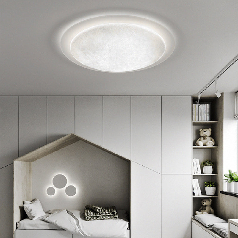 Modern Minimalist Resin Acrylic Moon Shade LED Flush Mount Ceiling Light For Bedroom