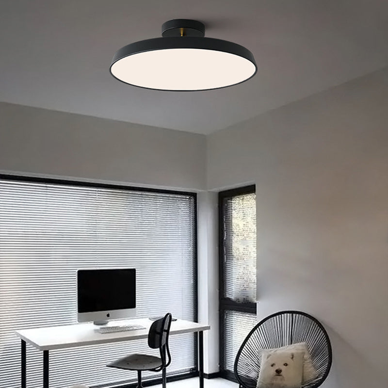 Modern Mid-century Geometric Circle Metal Acrylic LED Semi-flush Mount Ceiling Light for Bedroom