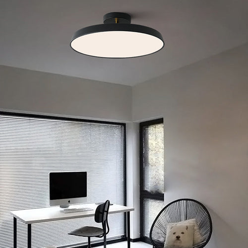 Modern Mid-century Geometric Circle Metal Acrylic LED Semi-flush Mount Ceiling Light for Bedroom