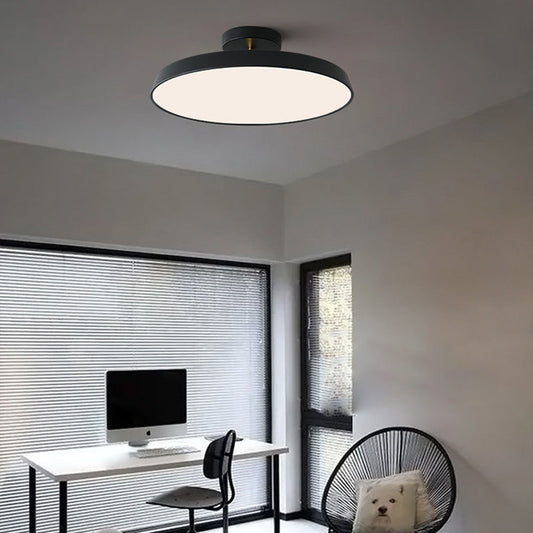 Modern Mid-century Geometric Circle Metal Acrylic LED Semi-flush Mount Ceiling Light for Bedroom