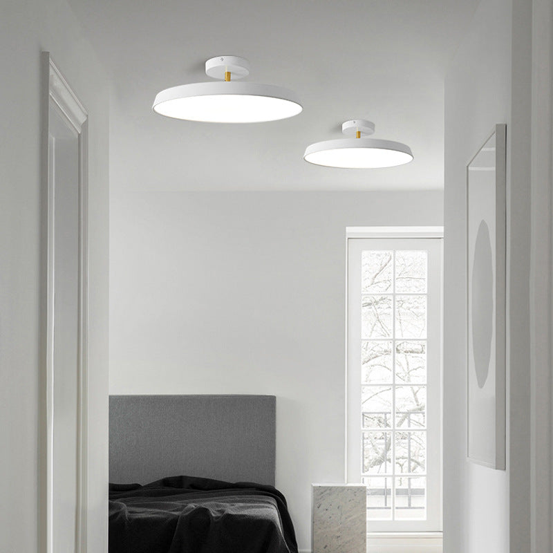 Modern Mid-century Geometric Circle Metal Acrylic LED Semi-flush Mount Ceiling Light for Bedroom