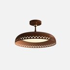 Modern Transitional Iron Faux Woodgrain Acrylic Round LED Semi-flush Mount Ceiling Light for Bedroom