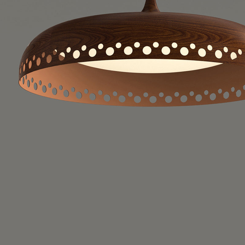 Modern Transitional Iron Faux Woodgrain Acrylic Round LED Semi-flush Mount Ceiling Light for Bedroom