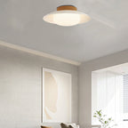 Contemporary Scandinavian Cream Round Dome Metal Acrylic LED Flush Mount Ceiling Light for Bedroom