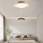 Contemporary Scandinavian Cream Round Dome Metal Acrylic LED Flush Mount Ceiling Light for Bedroom