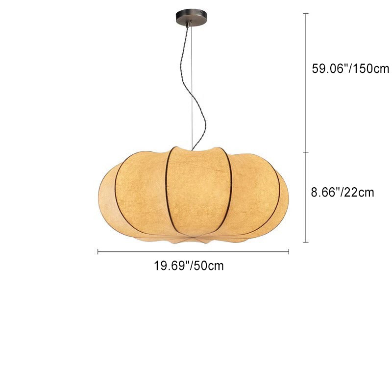 Traditional Japanese Pumpkin Round Iron Silk 2/3-light Pendant Light for Living Room BulbSquare
