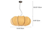 Traditional Japanese Pumpkin Round Iron Silk 2/3-light Pendant Light for Living Room BulbSquare