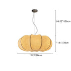 Traditional Japanese Pumpkin Round Iron Silk 2/3-light Pendant Light for Living Room BulbSquare